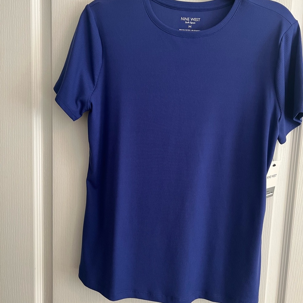 New Nine West Resolute Blue Women Essential Crewneck Tee